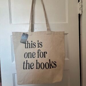 NWT Gladfolk Canvas Tote with “This is one for the books” text